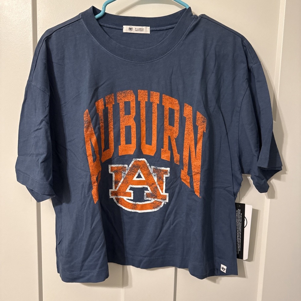 Women AU Auburn University Tigers Football T-Shirt NWT Blue X Large XL